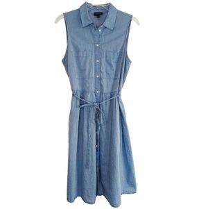 Who What Wear A-Line Shirt Dress Medium Sleeveless Lined Button Front Tie Back